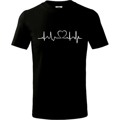 Srdce EKG tričko dětské bavlněné černá