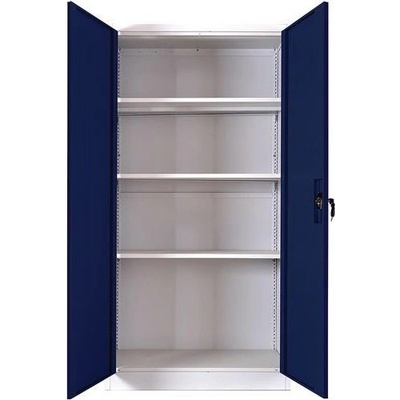 Manutan Expert, Kovová spisová skříň 185 x 90 x 40 cm, šedá/modrá – Zbozi.Blesk.cz