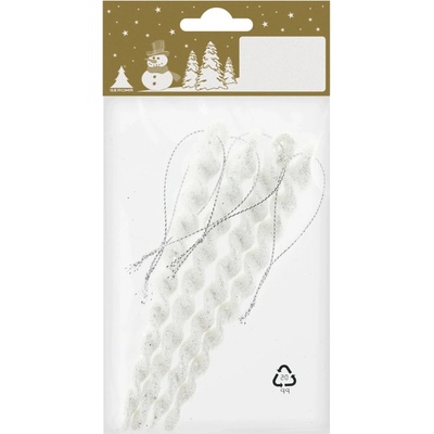 GEROMA Vánoční ozdoby rampouchy plastové bílé 14 cm, 4 ks
