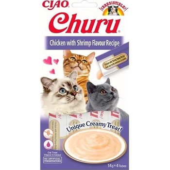 INABA Cat Churu Pyré kura s krevetami 4 x 14 g