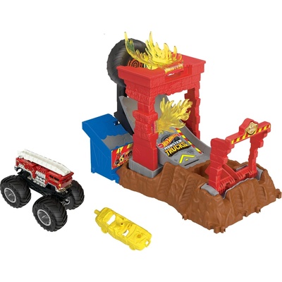 Mattel Hot Wheels Monster Trucks ARENA SMASHERS 5 Alarm Fire Crash Challenge