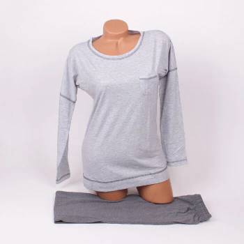 Image 1 of Дамска памучна пижама в светло и тъмносиво