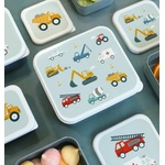 A Little Lovely Company : Комплект от 4 кутии за храна Lunch & Snack Box - "Vehicles (SBSEVE58)