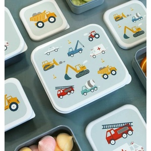 A Little Lovely Company : Комплект от 4 кутии за храна Lunch & Snack Box - "Vehicles (SBSEVE58)