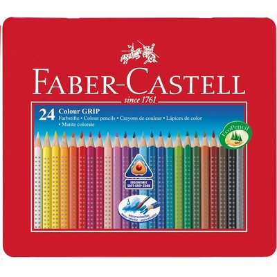 Faber-Castell Цветни моливи FABER-CASTELL Grip триъгълна метална кутия 24 броя 112423 (112423)