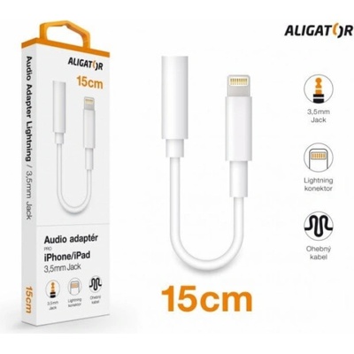 Aligator adaptér Lightning / 3,5mm Jack, bílé