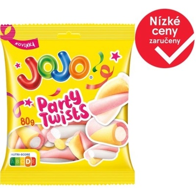 JOJO PartyTwist pěnové bonbóny s příchutí zmrzliny, broskví a borůvek 80 g
