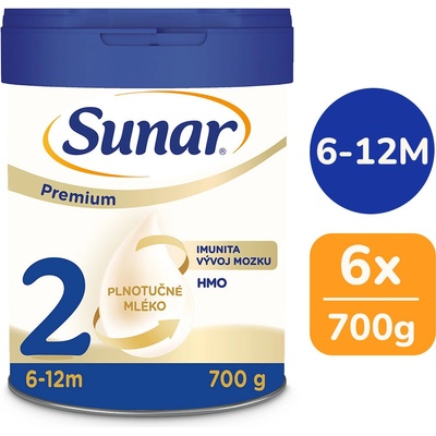 Sunar Premium 2 HMO pokračovací kojenecké mléko 6 x 700 g