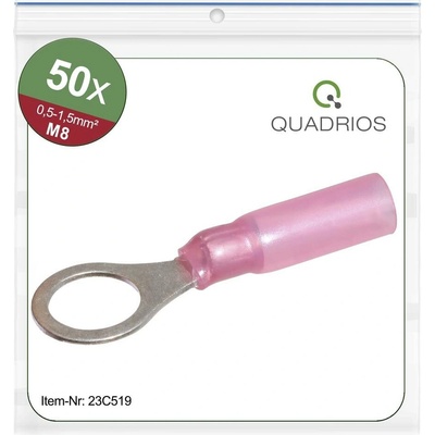 Quadrios 23C519 guľaté káblové oko Prierez=1.5 mm² Ø otvoru=8.5 mm čiastočne izolované červená 50 ks