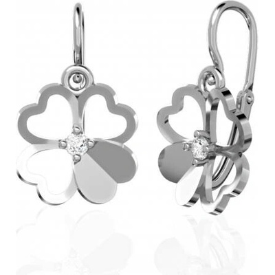 Couple, Dětské náušničky Clover, bílé zlato a brilianty, 585-66-3-0684.1B00.0.00.FVS.000.14