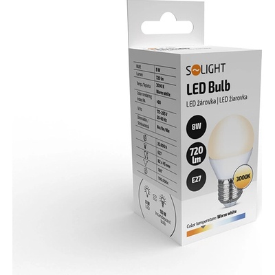 Solight LED žiarovka , miniglobe, 8W, E27, 3000K, 720lm, WZ424-1