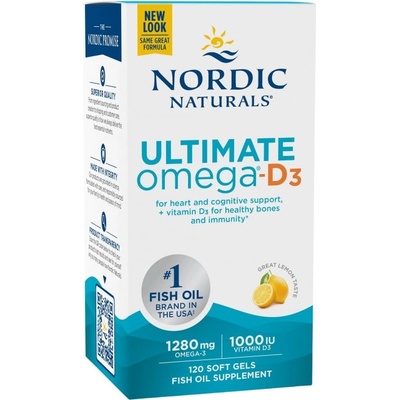 Nordic Naturals Ultimate Omega-D3 1280 mg [120 Гел капсули] Лимон