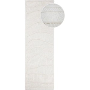 Flair Rugs Бяла ръчно изработена пътека със смес от вълна 80x230 cm Sculptured Wave - Flair Rugs (503119381604)