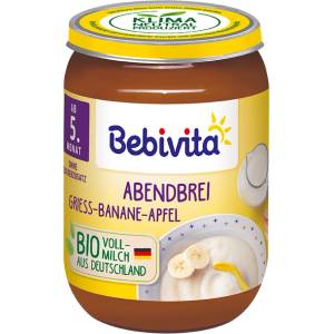 Bebivita БИО млечна каша "Лека нощ" грис, ябълка и банан 190г