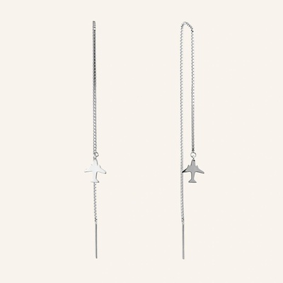 SilveAmo Strieborné retiazkové náušnice Lietadlo C2.1369