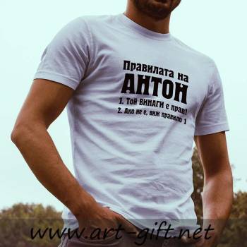 Image 1 of Art gift Тениска с щампа Правилата на Антон