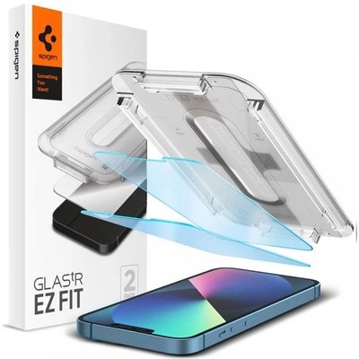 Spigen 2 броя стъклени защитни покрития за дисплея на iPhone 17e, iPhone 16e, iPhone 14, iPhone 13, iPhone 13 Pro - Spigen Glas. tR EZ Fit Sensor Open Tempered Glass 2 Pack (прозрачен) (AGL03389)