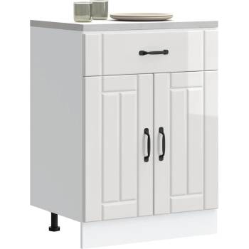 vidaXL Кухненски шкаф Lucca, бял гланц, инженерно дърв (853729)