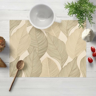 Biante Sametové prostírání Tamara TMR-046 Přírodní pnoucí listy na krémovém 35x45cm