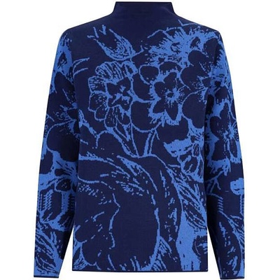 HAJO Dámský svetr 19817 633 D Pulli Blütenjacquard 633 marine/bleu marine bleu