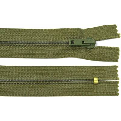 Spirálový zip no.5 nerozepínací 16cm světle khaki zelený