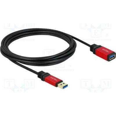 Delock 82754 USB A zásuvka USB A vidlice zlacený 3m černý