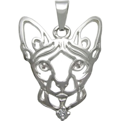 Stříbrné tlapky Kočka Sphynx K stříbrný přívěšek 776