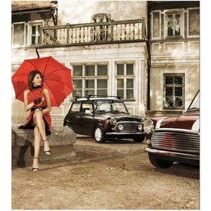 DIMEX ART Флизелинов фототапет дама в червено 225 x 250 см
