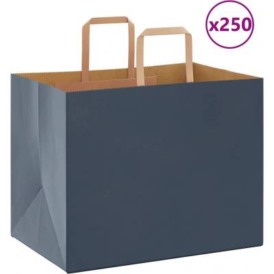 vidaXL Papírové tašky 250 ks s uchy Modrá 32x22x24 cm