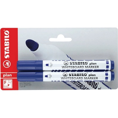 STABILO Комплект маркери за бяла дъска, Stabilo, Plan объл връх, 2 цвята (ST641BL2)