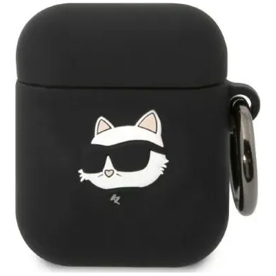 Karl Lagerfeld AirPods 1/2 черен силиконов калъф Choupette Head 3D (KLA2RUNCHK)