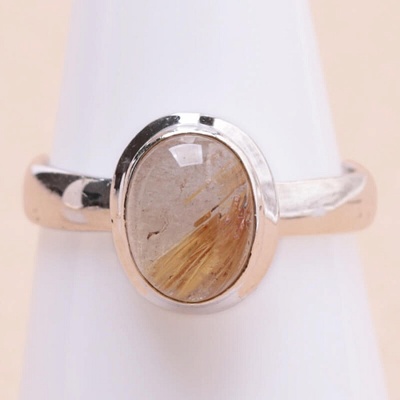 Nefertitis Sagenit křišťál s rutilem prsten stříbro 69680