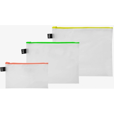 Loqi taštičky na zips 3 ks transparent milky neon