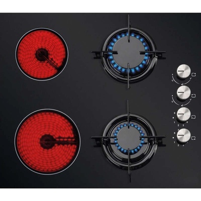 Плот за вграждане Luxell V6-22PYF1, 2+2 газ и електричество, Автоматично запалване, Система за безопастност, Черен (V6-22PYF)