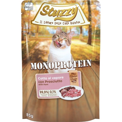 Stuzzy Monoprotein, мокра храна за котки, прясна шунка, 85 г, саше