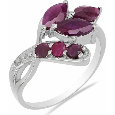 Nefertitis Prsten stříbrný s broušenými rubíny 023241 RB
