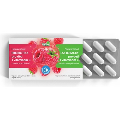 NaturProdukt LAKTOBACILY pre deti s vitamínom C s malinovou príchuťou 15 tabliet
