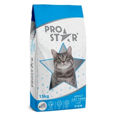 HERMOS Prostar Adult Cat Food with Fish - Пълоценна храна за пораснали котки с риба 15 кг, Турция