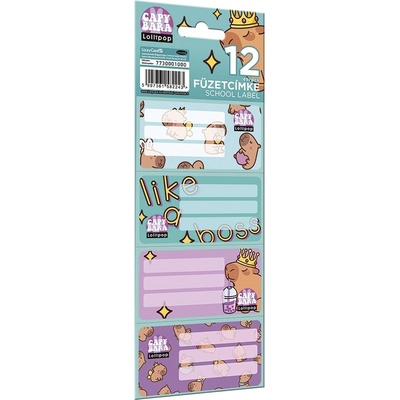 LIZZYSULI Етикет за книжка LIZZYSULI 12 етикета/пакет Lollipop Capybara (7730001000)