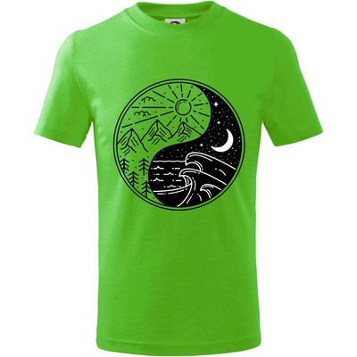 Yin & Yang hory a moře tričko detské Apple Green