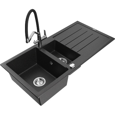 Mexen Andres гранитна мивка с 1, 5 камери с отцедник и кухненски смесител Duo, (6515-73-671701-07)
