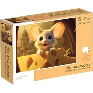 Milliwood Дървен пъзел Milliwood, Yuppie Cutie, 70 части - Мишле (S-Mouse-5016) - bright-toys