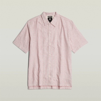 Image 1 of G-Star RAW Риза с къс ръкав G Star Resort Short Sleeve Shirt - Acid Red/Milk