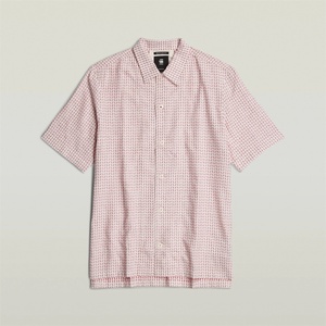 G-Star RAW Риза с къс ръкав G Star Resort Short Sleeve Shirt - Acid Red/Milk