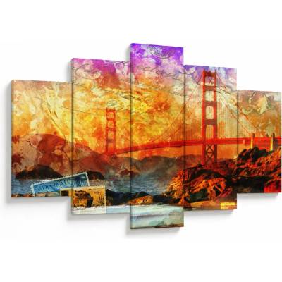 Obraz - Golden Gate, San Francisco, Kalifornie, pětidílný 150x105 cm – Hledejceny.cz