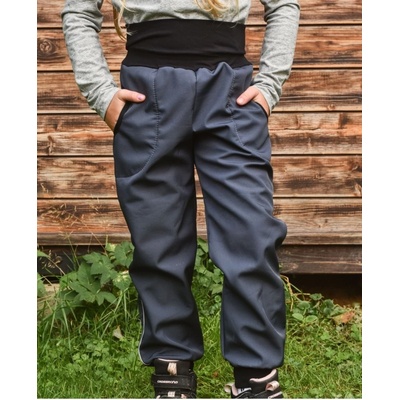 JOŽÁNEK Dětské softshellové kalhoty s regulací pasu antracitové