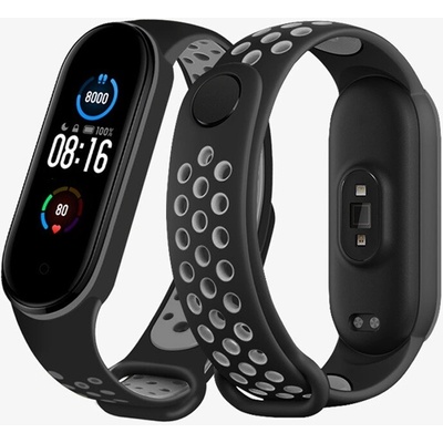 Xiaomi Mi Band 5/6 náhradný náramok - Športový priedušný perforovaný Čierno-šedá MBSCZ-5SCESE