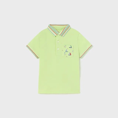 MAYORAL Поло тениска с къс ръкав с джоб и цветни ивици за бебе момче Майорал в цвят пъпеш