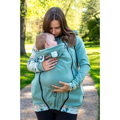 Jsem máma nosicí mikina s kapucí Mintová s květy