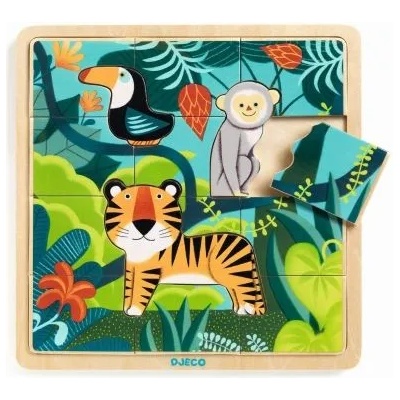 DJECO - Дървен пъзел в рамка - Джунгла (DJ01810)
